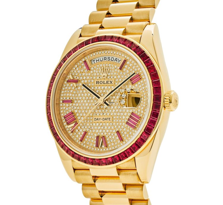 Rolex Day-date 40 228398tru Yellow Gold Roman Dial Ruby Bezel