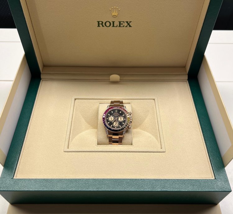 Rolex Daytona 116505 Rainbow Rose Gold Custom Diamonds