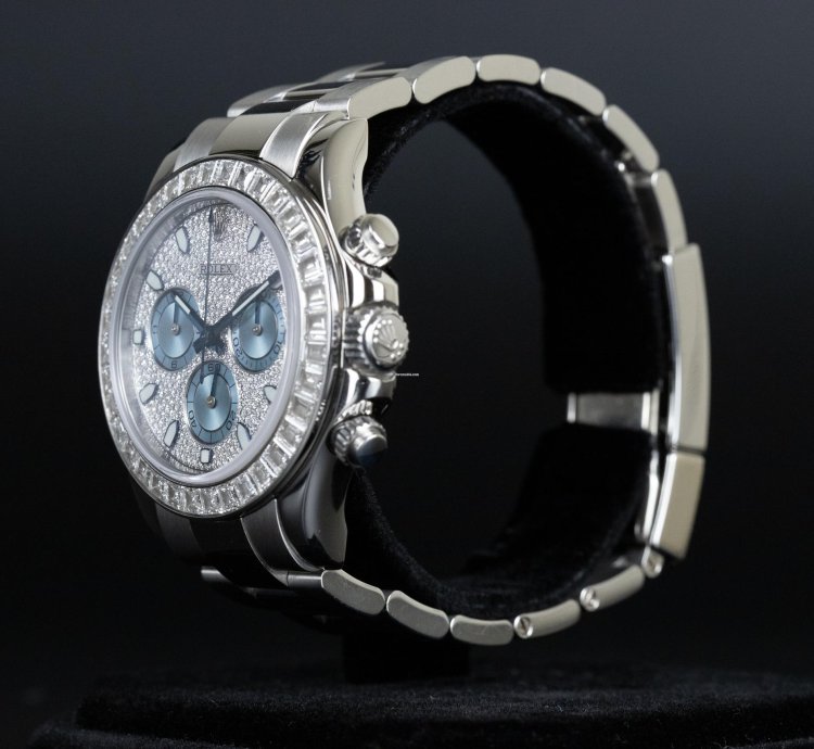 Rolex Daytona 116576tbr Daytona Platinum Pave Dial Baguette Diamond Bezel