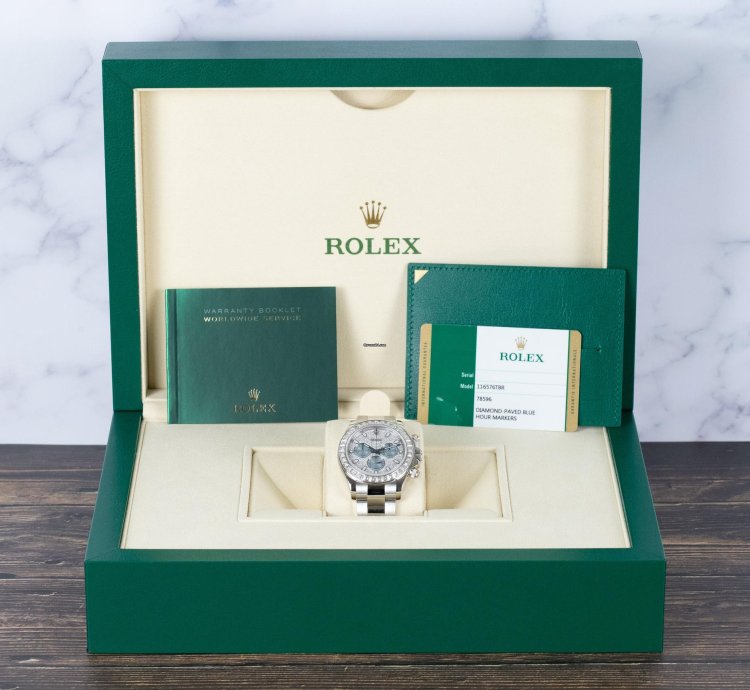 Rolex Daytona 116576tbr Daytona Platinum Pave Dial Baguette Diamond Bezel