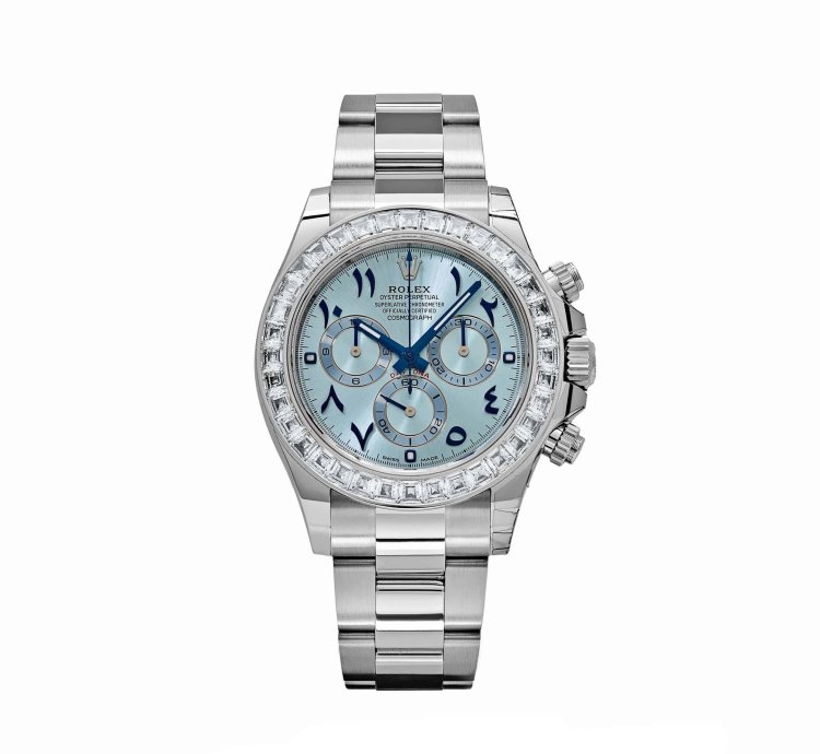 Rolex Daytona 116576tbr Platinum Diamond Ice Blue Arabic Dial 2023