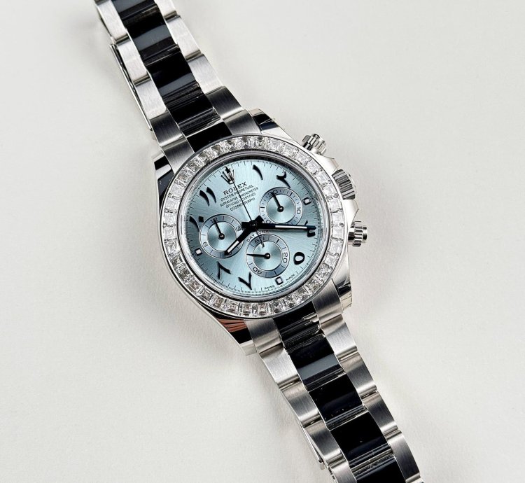 Rolex Daytona 116576tbr Platinum Diamond Ice Blue Arabic Dial 2023