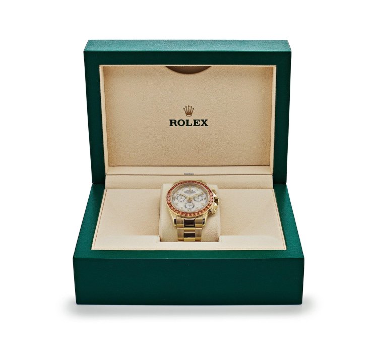 Rolex Daytona 116578saco Yellow Gold Sapphire Bezel Mother Of Pearl Dial 2019