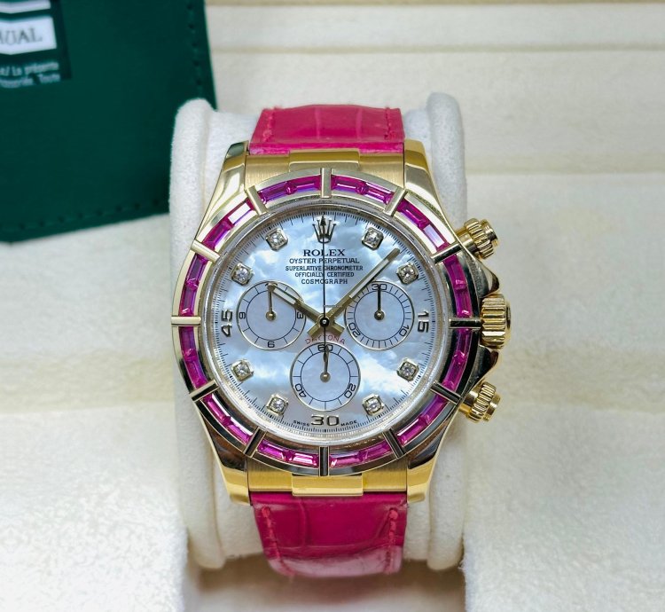Rolex Daytona 116588saro Factory Pink Sapphire Bezel Mop Dial 1 Of 10 Pieces