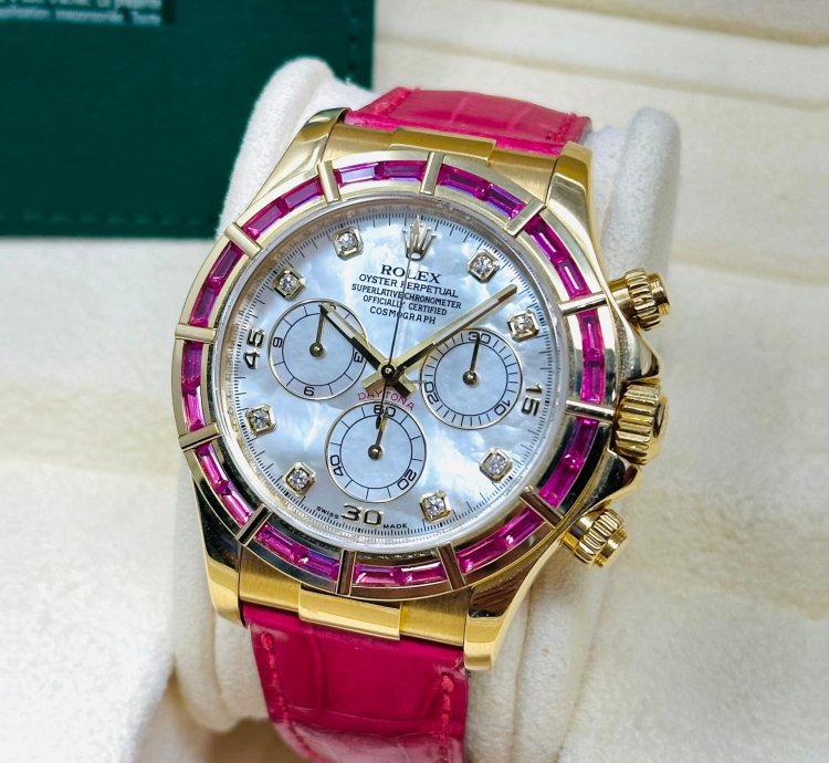 Rolex Daytona 116588saro Factory Pink Sapphire Bezel Mop Dial 1 Of 10 Pieces