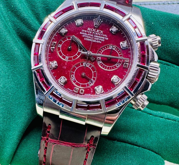 Rolex Daytona 116589salv White Gold Ruby Set Bezel Rubellite Dial