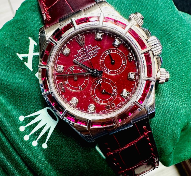 Rolex Daytona 116589salv White Gold Ruby Set Bezel Rubellite Dial