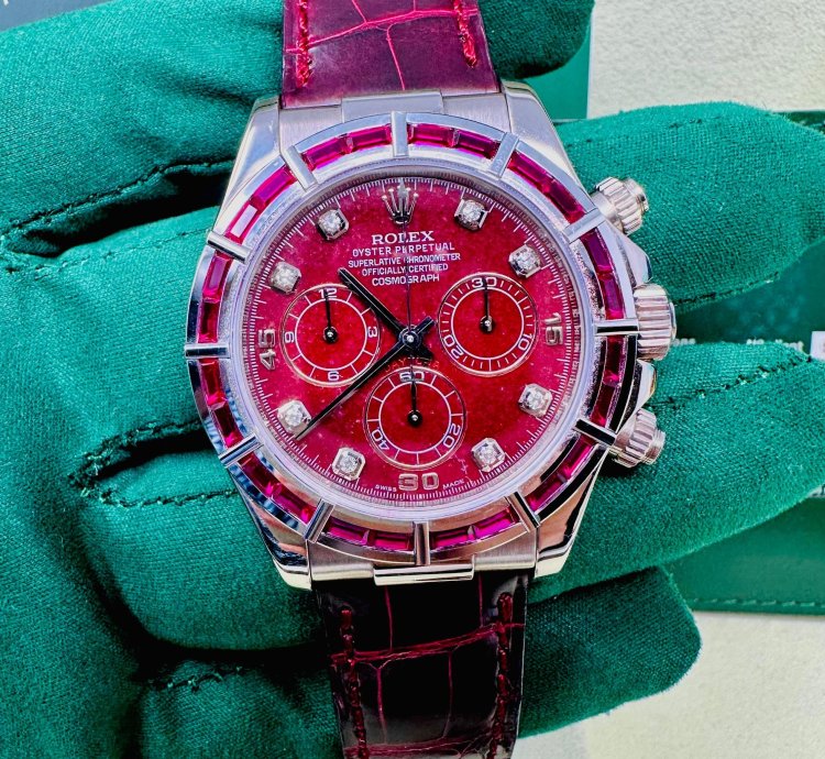 Rolex Daytona 116589salv White Gold Ruby Set Bezel Rubellite Dial