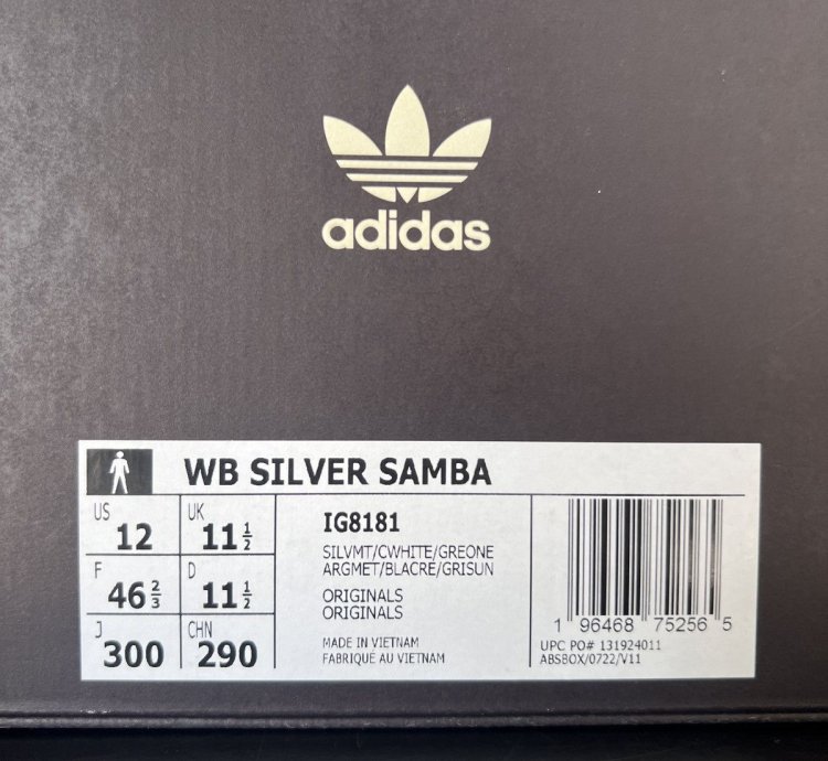 Adidas Samba Wales Bonner Silver Sz 12 2023