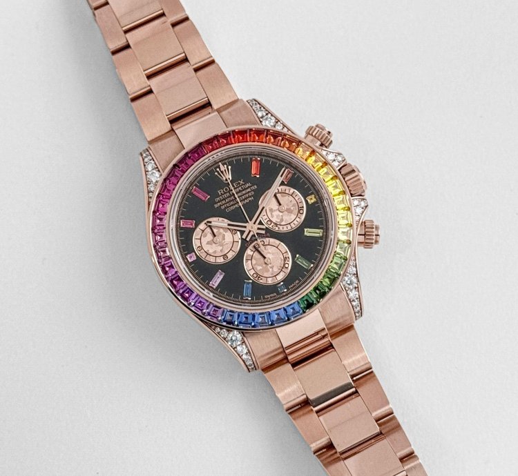 Rolex Daytona 116595rbow Rainbow Rose Gold Black Dial Sapphire Bezel 2022