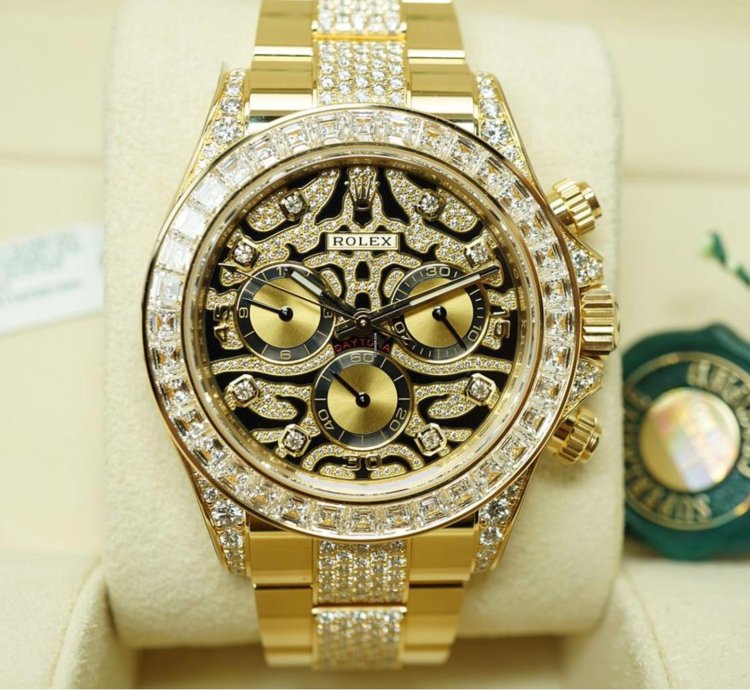 Rolex Daytona 116598tbr Neu 2022 Full Set Eye Of The Tiger Pave Yellow Gold Gelbgold