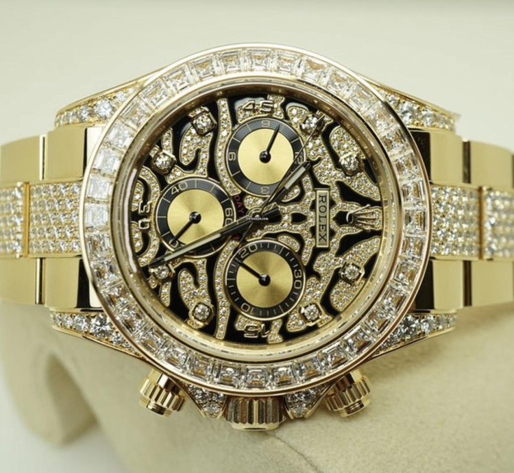 Rolex Daytona 116598tbr Neu 2022 Full Set Eye Of The Tiger Pave Yellow Gold Gelbgold