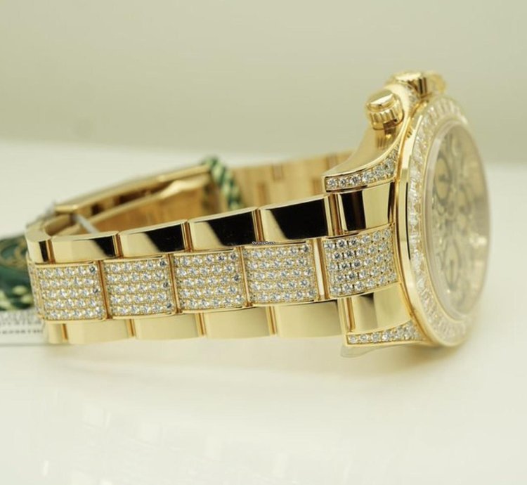 Rolex Daytona 116598tbr Neu 2022 Full Set Eye Of The Tiger Pave Yellow Gold Gelbgold
