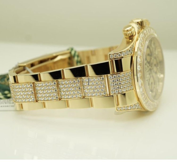 Rolex Daytona 116598tbr Neu 2022 Full Set Eye Of The Tiger Pave Yellow Gold Gelbgold