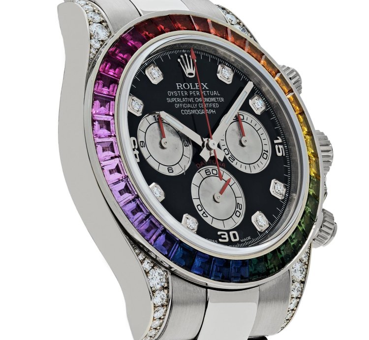 Rolex Daytona 116599rbow Rainbow White Gold Black Diamond Dial Sapphire Bezel