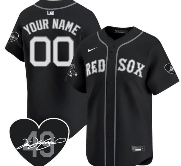 Custom Boston Red Sox Jersey Tim Wakefield Limited Memorial Patch Stitched Black