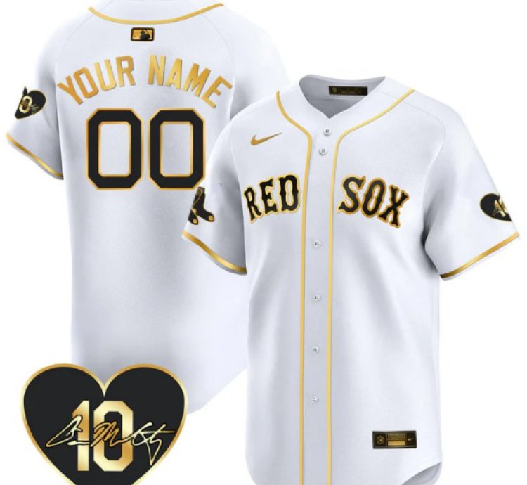 Custom Boston Red Sox Jersey Dave Mccarty Memorial Patch Stitched White Gold
