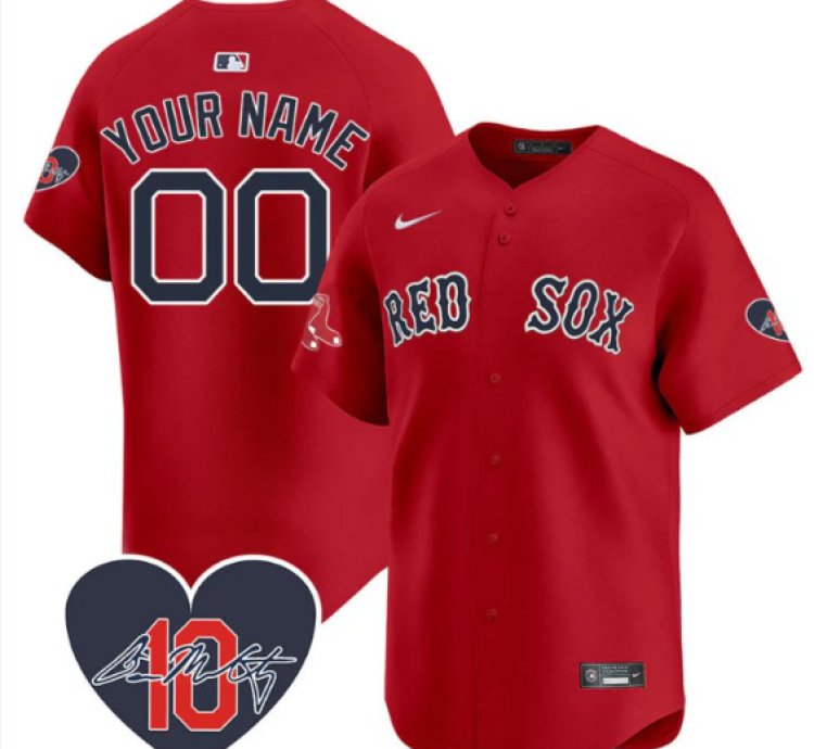 Custom Boston Red Sox Jersey Dave Mccarty Memorial Patch Stitched Red