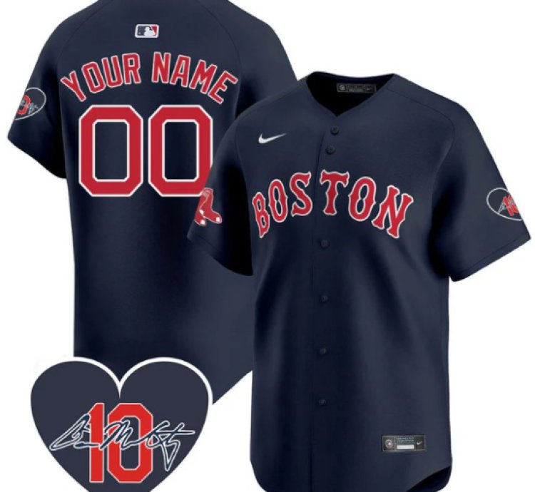 Custom Boston Red Sox Jersey Dave Mccarty Memorial Patch Stitched Navy