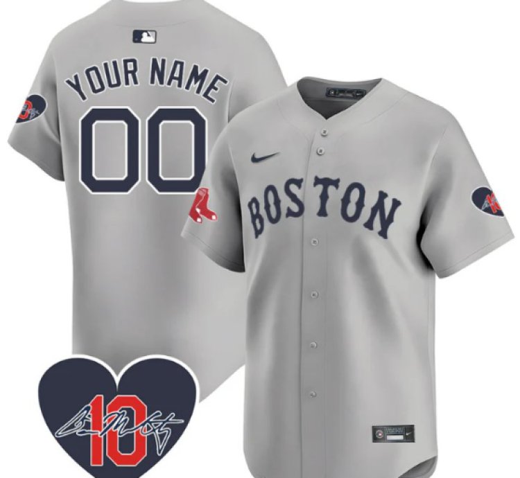 Custom Boston Red Sox Jersey Dave Mccarty Memorial Patch Stitched Gray