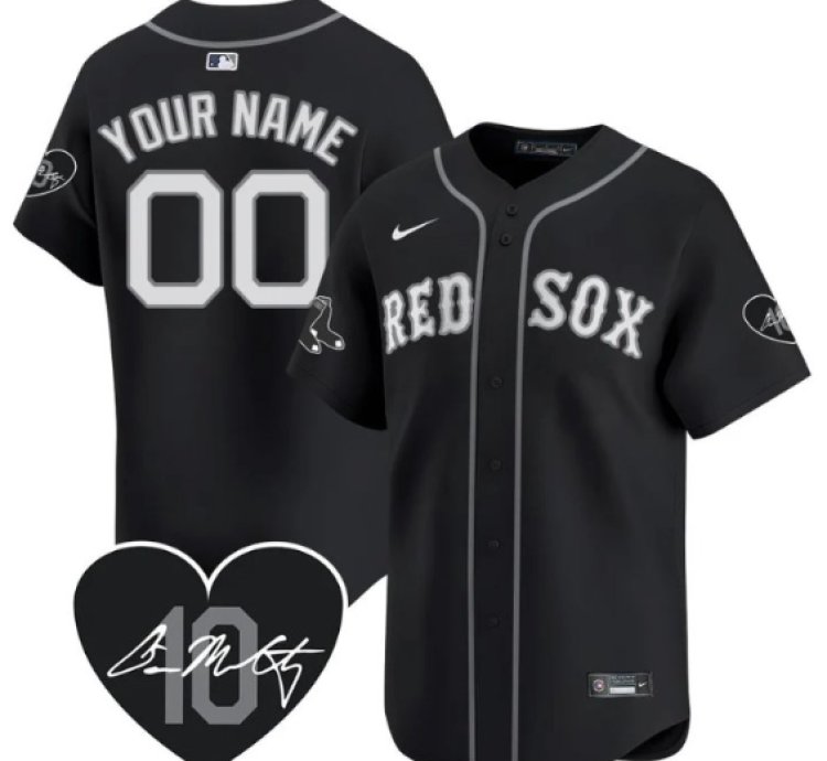 Custom Boston Red Sox Jersey Dave Mccarty Memorial Patch Stitched Black