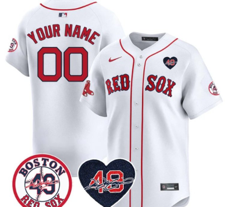 Custom Boston Red Sox Jersey Tim Patch Stitched White Gold