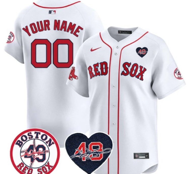Custom Boston Red Sox Jersey Tim Wakefield Memorial Patch Stitched White