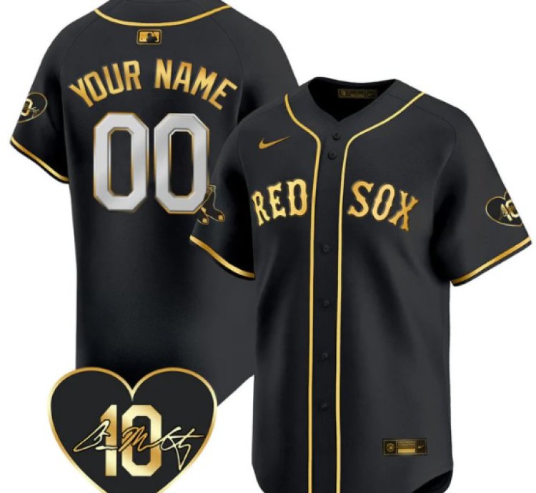 Custom Boston Red Sox Jersey Dave Mccarty Memorial Patch Stitched Black Gold