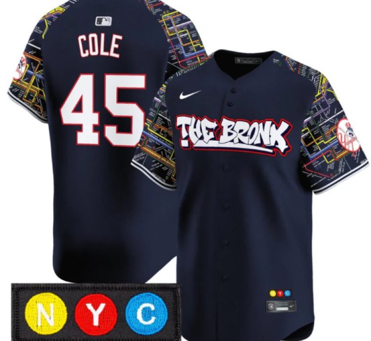 Gerrit Cole Jersey 45 New York Yankees The Bronx Subway Style Premier Stitched Navy