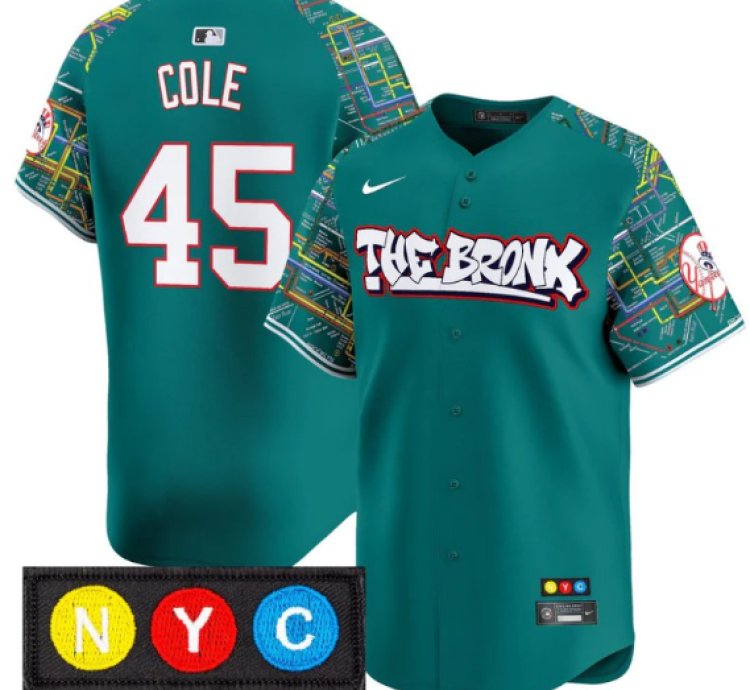 Gerrit Cole Jersey 45 New York Yankees The Bronx Subway Style Premier Stitched Lexington Line