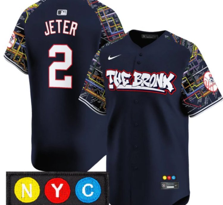 Derek Jeter Jersey 2 New York Yankees The Bronx Subway Style Premier Stitched Navy
