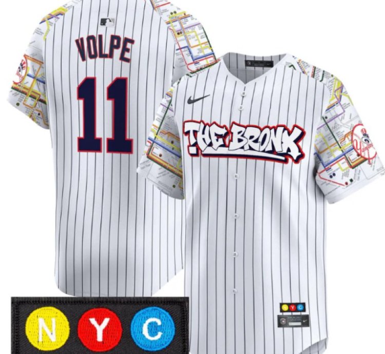 Anthony Volpe Jersey 11 New York Yankees The Bronx Subway Style Premier Stitched Pinstripe