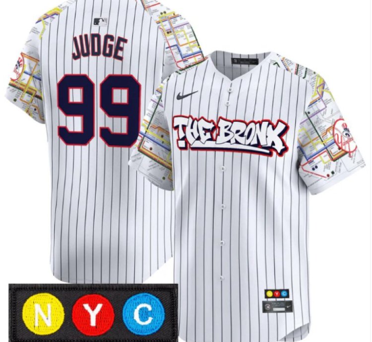 Aaron Judge Jersey 99 New York Yankees The Bronx Subway Style Premier Stitched Pinstripe