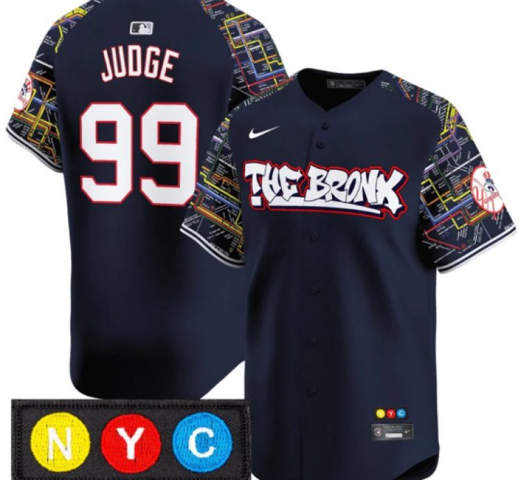 Aaron Judge Jersey 99 New York Yankees The Bronx Subway Style Premier Limited Stitched Navy