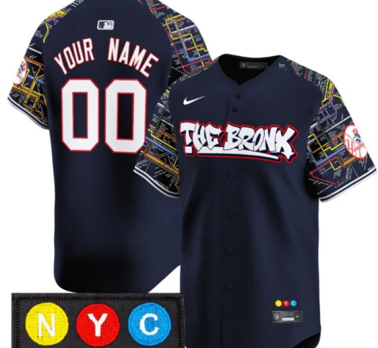 Customnew York Yankees Jersey The Bronx Subway Style Vapor Premier Limited Stitched Navy