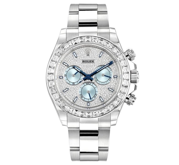 Rolex Daytona 126576tbr Platinum Pave Diamond Dial Ascher Cut Bezel