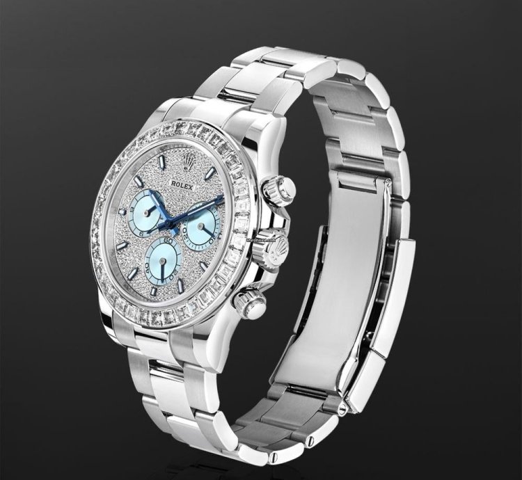 Rolex Daytona 126576tbr Platinum Pave Diamond Dial Ascher Cut Bezel