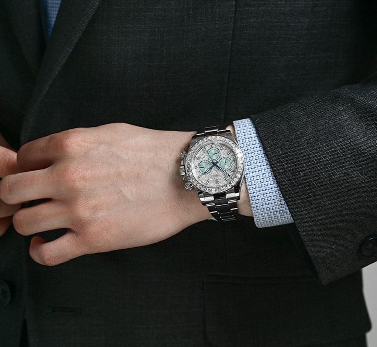 Rolex Daytona 126576tbr Platinum Pave Diamond Dial Ascher Cut Bezel