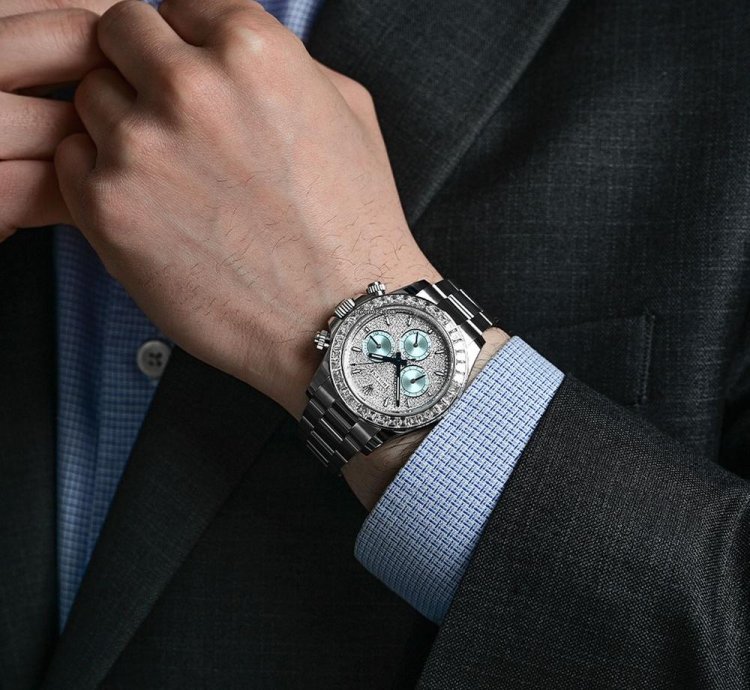 Rolex Daytona 126576tbr Platinum Pave Diamond Dial Ascher Cut Bezel