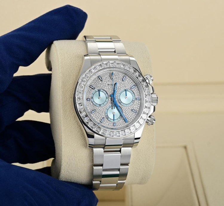 Rolex Daytona 126576tbr Platinum Pave Diamond Dial Ascher Cut Bezel
