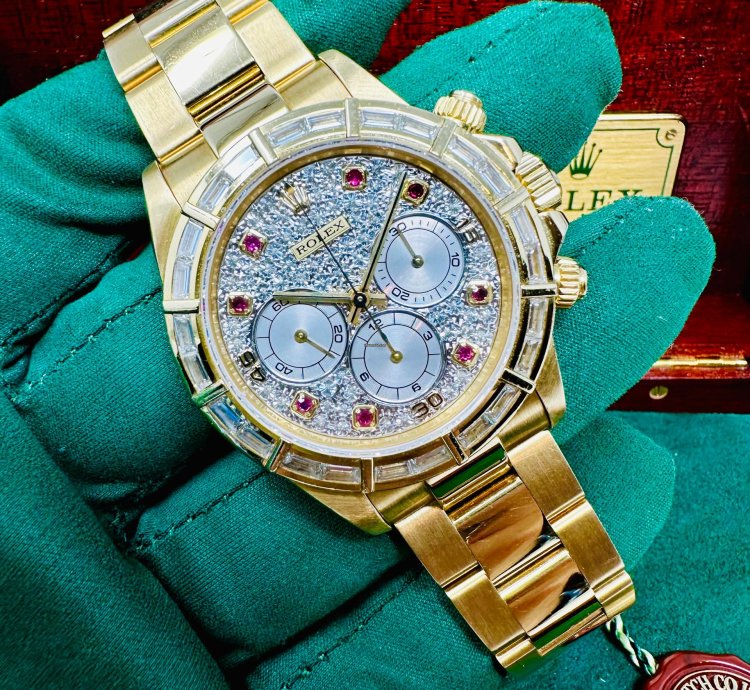 Rolex Daytona 16568 Zenith Movement Ruby Diamond Baguette Bezel Rare