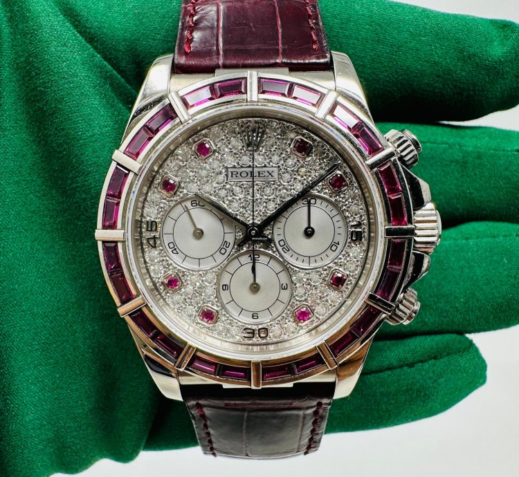 Rolex Daytona 16589 Zenith Ruby Bezel Pave Diamond Dial Limited 1 Of 5 Pieces