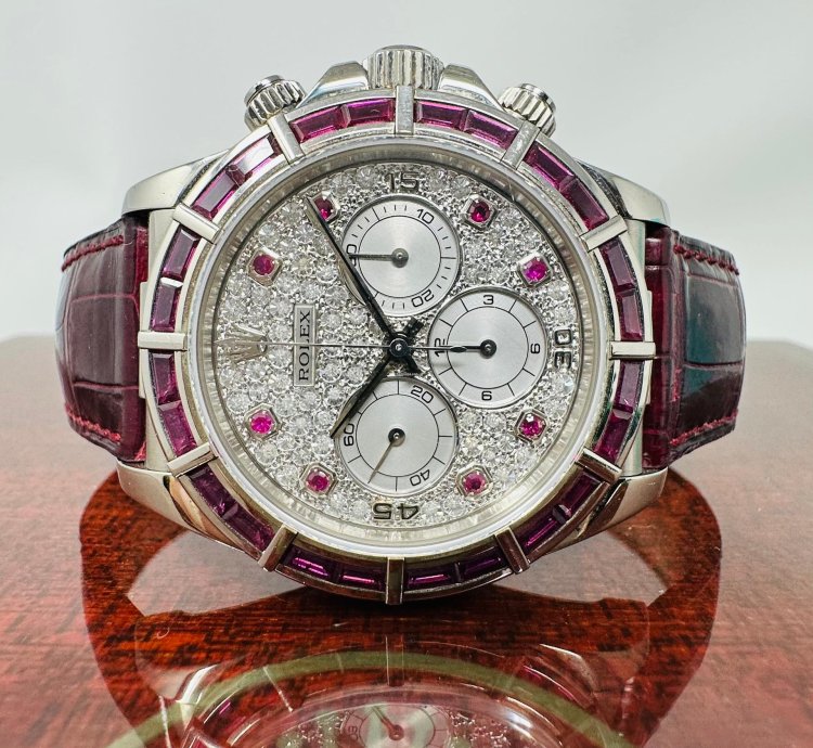 Rolex Daytona 16589 Zenith Ruby Bezel Pave Diamond Dial Limited 1 Of 5 Pieces