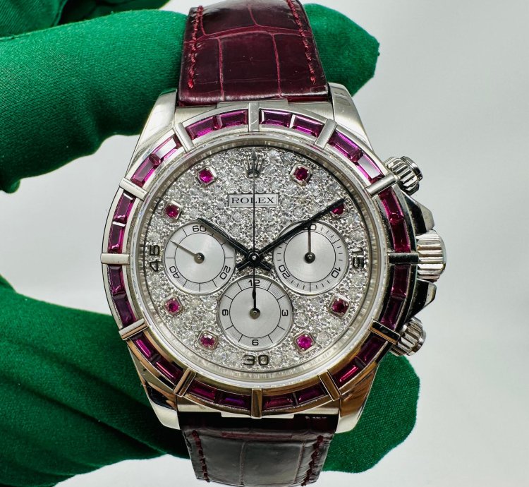 Rolex Daytona 16589 Zenith Ruby Bezel Pave Diamond Dial Limited 1 Of 5 Pieces