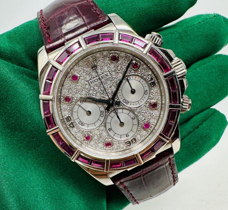Rolex Daytona 16589 Zenith Ruby Bezel Pave Diamond Dial Limited 1 Of 5 Pieces