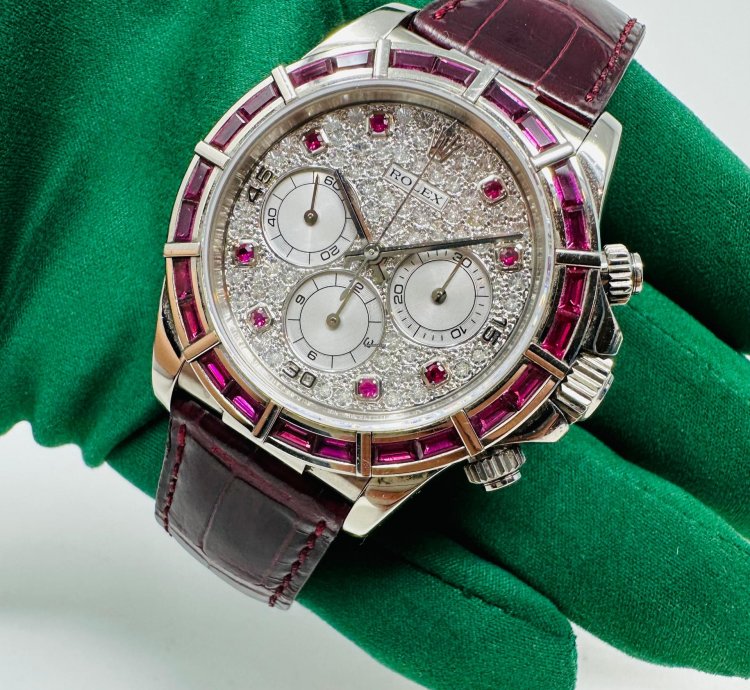 Rolex Daytona 16589 Zenith Ruby Bezel Pave Diamond Dial Limited 1 Of 5 Pieces