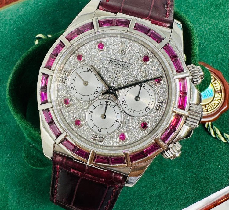 Rolex Daytona 16589 Zenith Ruby Bezel Pave Diamond Dial Limited 1 Of 5 Pieces
