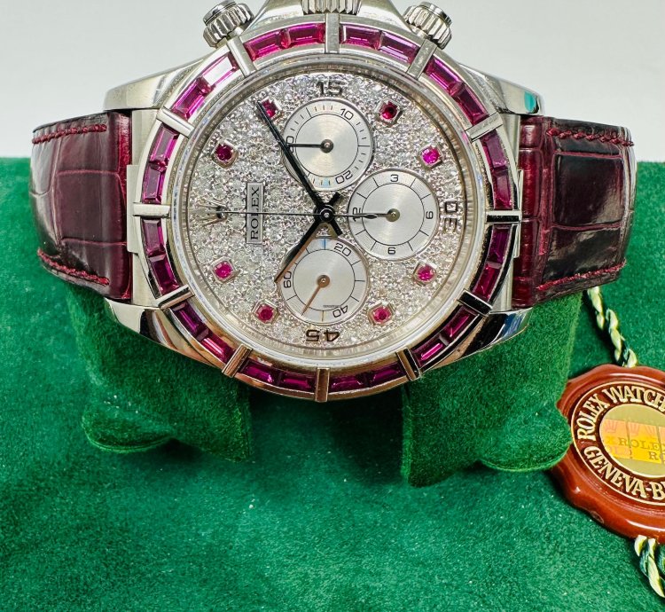 Rolex Daytona 16589 Zenith Ruby Bezel Pave Diamond Dial Limited 1 Of 5 Pieces
