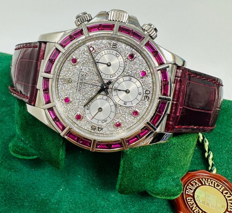 Rolex Daytona 16589 Zenith Ruby Bezel Pave Diamond Dial Limited 1 Of 5 Pieces