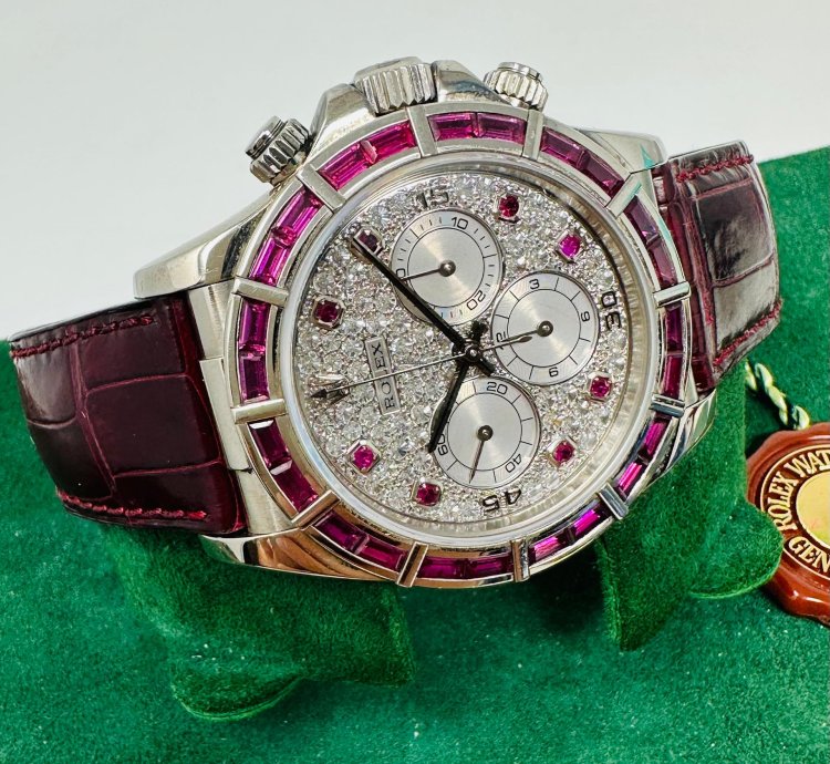 Rolex Daytona 16589 Zenith Ruby Bezel Pave Diamond Dial Limited 1 Of 5 Pieces